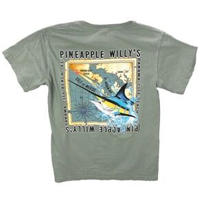 Pineapple Willy's T-Shirt Comfort Colors Short Sleeve  Green 100% Cotton Size S